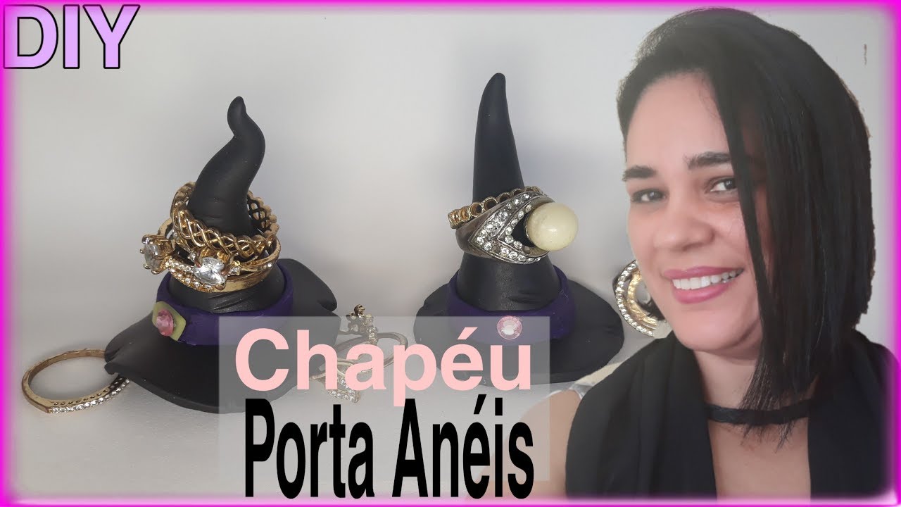 Chapéu de Bruxa porta Anéis || Halloween || Porcelana Fria