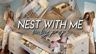 NEST WITH ME FOR BABY | nursery dresser organization, baby gear assembly, sterilizing, & baby prep!