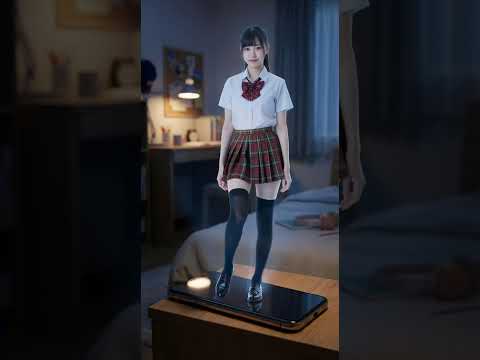 制服女孩手機全息投影
