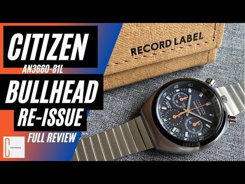 Citizen Bullhead Record Label Challenge Timer Tsuno reissue AN3660-81L Full Review HD