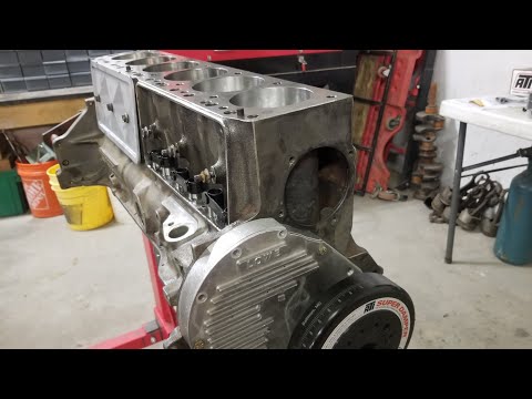 Chevy 292 straight 6 turbo short block build. parts run down.