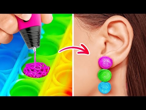 KLEURRIJKE 3D-PEN CREATIES || DIY-sieraden | Ideeën voor ouders! Smeltlijm vs 3D-pen door 123 GO!