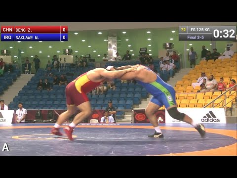 BRONZE FS - 125 kg: Z. DENG (CHN) df. M. SAKLAWE (IRQ) by TF, 10-0