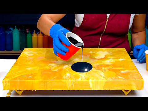 Bright YELLOW Base - YAY or NAY??😎Super CONTRASTING Acrylic Pouring - Abstract Painting Art Tutorial