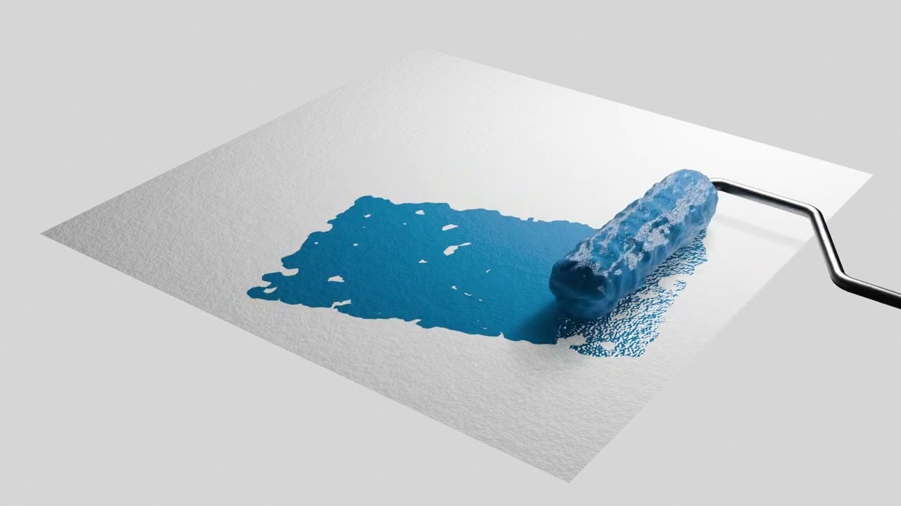 Animated Paint Roller and Dynamic Canvas Simulation 3D Model
