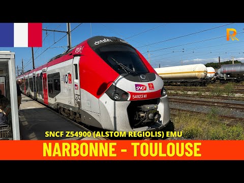 Cab Ride Narbonne - Toulouse (Bordeaux–Sète Railway, France) train driver's view in 4K