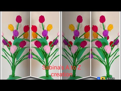 latest woolen flower making idea using finger | beautiful woolen flower craft..