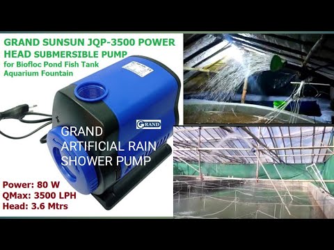 Grand am2 2300 artificial rain shower pump in biofloc tank, ...