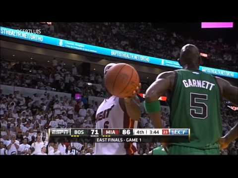 Lebron James laughs at Kevin Garnett  Heat vs Celtics ECF Game 1 2012