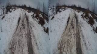 Thaw in 3D! Mud Puddles, Old Fence!3D VIDEO