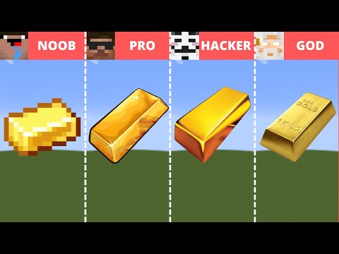 Pixel Art (NOOB vs PRO vs HACKER vs GOD) Gold Ingot in Minecraft