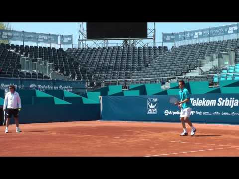 Nikola Milojevic hitting at Serbia Open