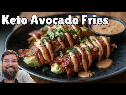 Fast & Easy Keto Bacon Wrapped Avocado Fries With Chipotle Sauce - Easy High Protein Low Carb Recipe
