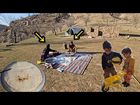 An amazingexperiencewithTaban andFatemeh: bakinglocalbread inthefreshairofpristineandlush nature🌿☀️🫓