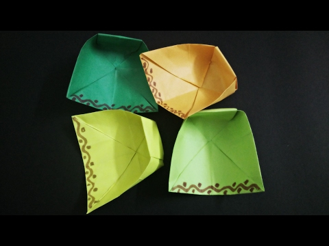 How to make origami winnowing pan using paper.