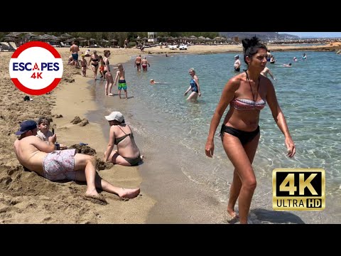 🔴 Potamos Beach, Malia, Crete 🇬🇷 (with Captions) ▶  4K 60 FPS