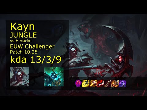 Kayn vs Hecarim Jungle - EUW Challenger 13/3/9 Patch 10.25 Gameplay