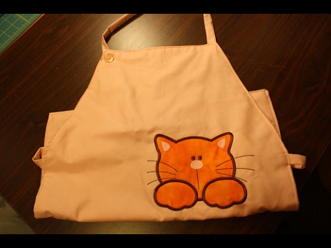 Cat Apron Project -  Learn how to make a apron with a free apron pattern