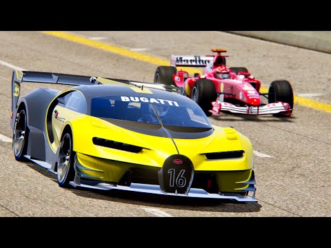 Ferrari F1 2004 vs Bugatti Vision GT engine Red Bull X2010 - Nardo Speed Ring