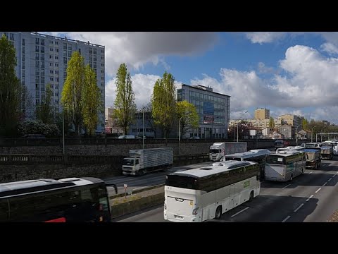 Video Thumbnail: Lorry drivers protest near Paris over soaring fuel prices