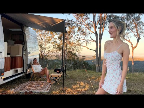 Solo Van Life Camping on a Mountain Top ⛰️ | ASMR Nature Sounds, Ocean Views & Relaxation