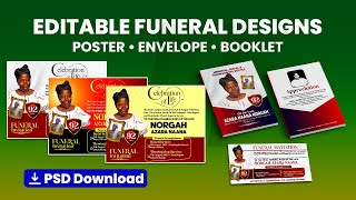 Download: Fully Editable Funeral Designs – Poster, Envelope & Booklet Templates