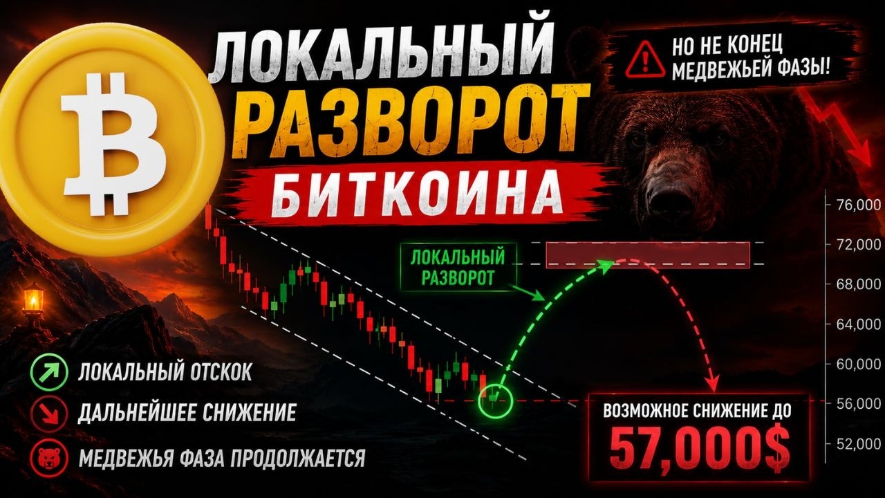 КРАТКОСРОЧНЫЙ РАЗВОРОТ БИТКОИНА, НО НЕ КОНЕЦ МЕДВЕЖЬЕГО ЦИКЛА!