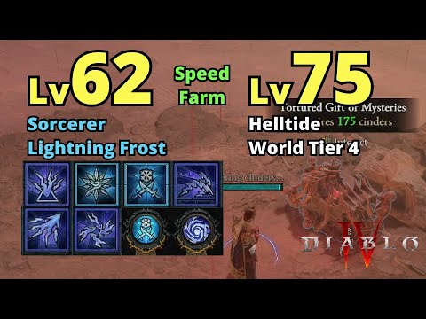 Lightning Frost Sorcerer Speed Farm World Tier 4 Helltide w/ Build - Diablo 4