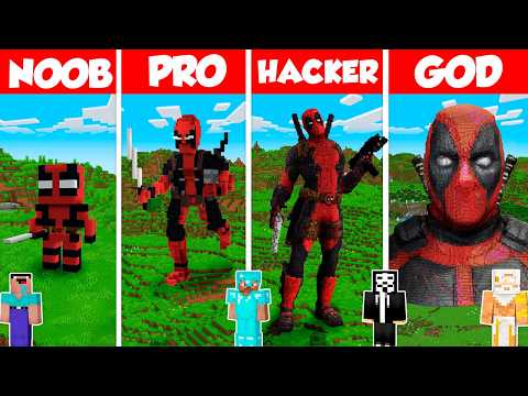 Deadpool Build Battle Challenge - Noob vs Pro vs Hacker vs God - Minecraft Animation