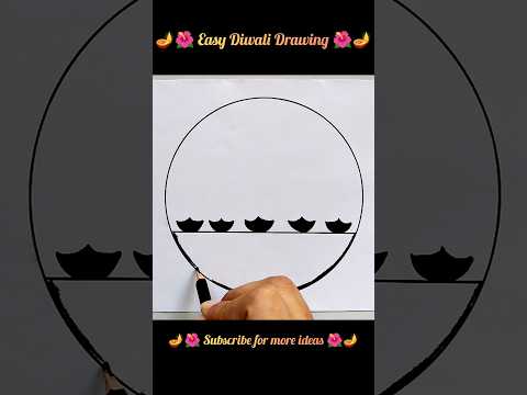 Easy diwali drawing | Diwali festival drawing easy | Circle scenery drawing 🪔🌺😍🌺🪔 #diwali #shorts