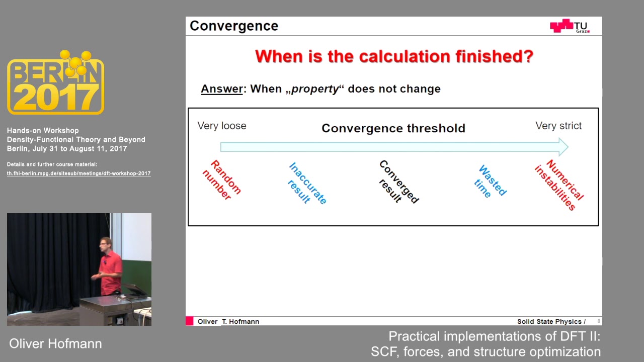 L05, Oliver Hofmann, Practical implementations of DFT II: SCF, forces, and structure optimization