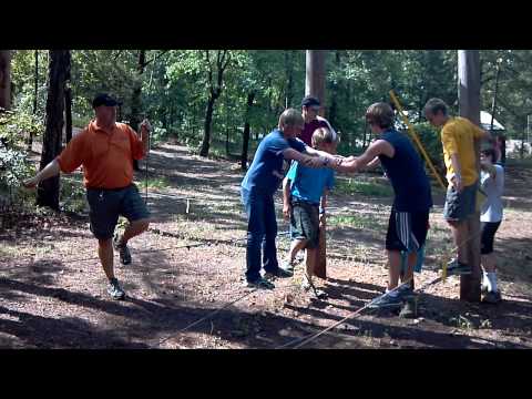 Cope course: cross the train bridge, but don't fall off.