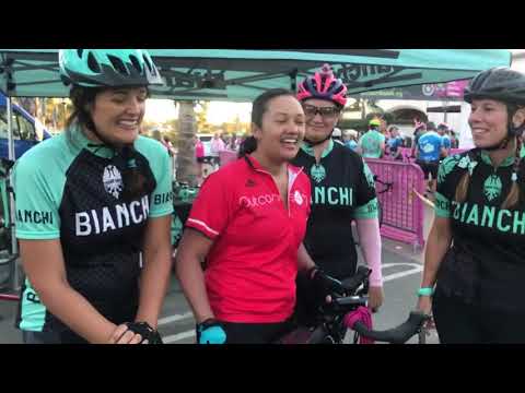Bianchi Dama Ambassador team at Tour De Pink West Coast Survivor Bike Recipient Dulce Santiago