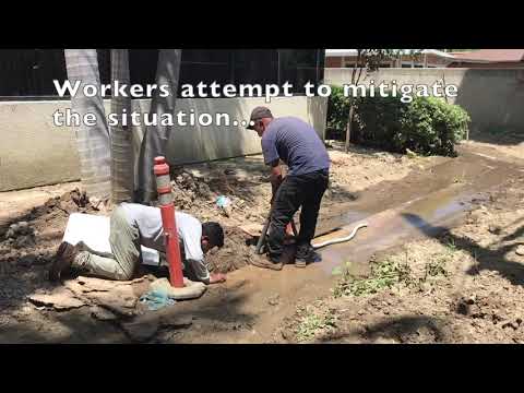 Water Main Break at 901 W Civic Center, Santa Ana.