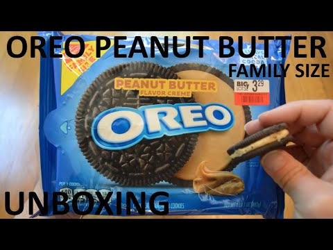 Unboxing Oreo Peanut Butter Flavor Creme Filled Chocolate Sandwich Cookies Family Size