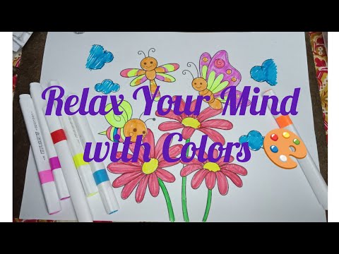 Beautiful Flower and Butterfly Coloring on Paper| Easy Coloring for Beginner/areeba'sbcoloring world