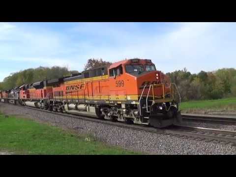 BNSF 599 Leads Mixed Freight Train with NS Unit