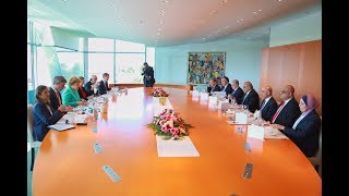 رئيس مجلس الوزراء السيد عادل عبد المهدي والمستشارة الالمانية انجيلا ميركل يعقدان جلسة مباحثات مشتركة