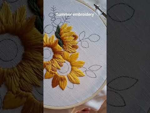 Beginner friendly Sunflower embroidery #embroidery #stitch #satinstitch #embroiderydesign #sunflower