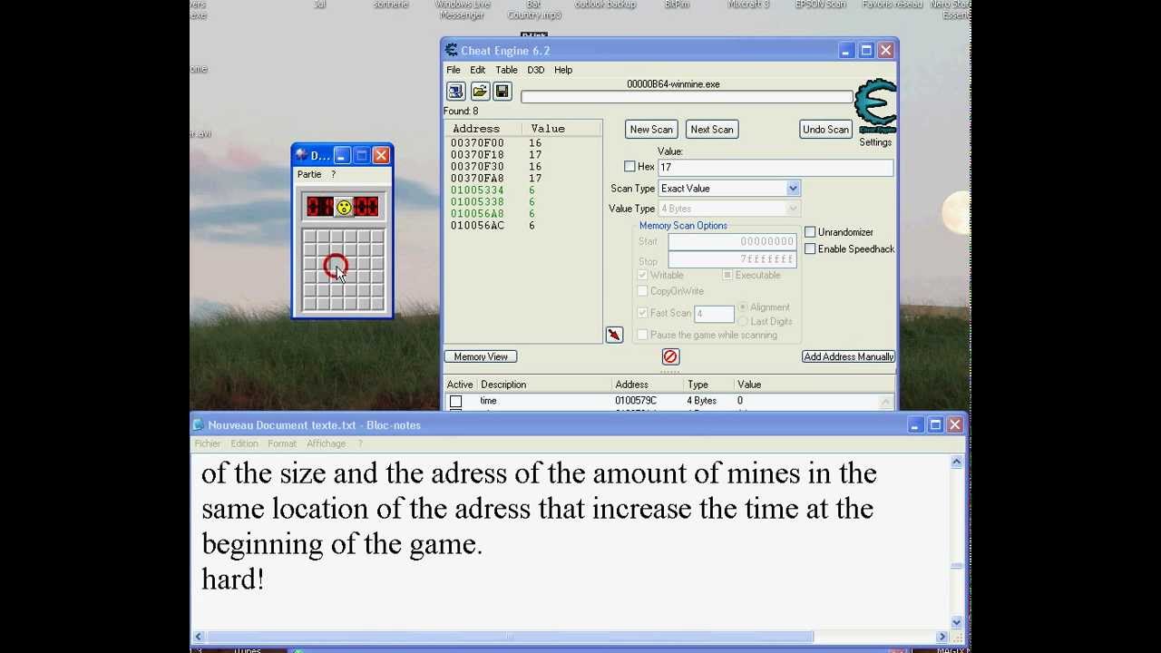 Minesweeper Hack Using The Code Finder (Cheat Engine Tutorial)