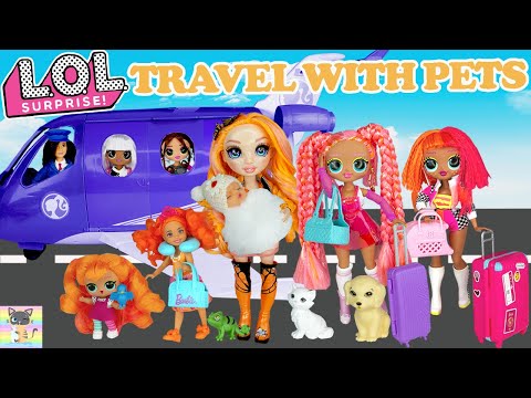LOL Family Travel Troubles on Barbie Airplane OMG Dolls Vacation Routine with Rainbow High Doll Mom