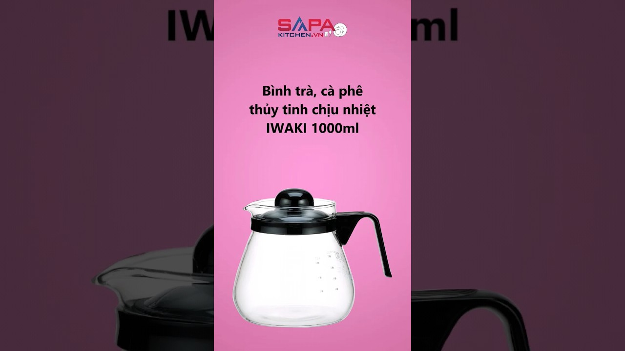 Bình trà, cà phê thủy tinh chịu nhiệt Iwaki 1L