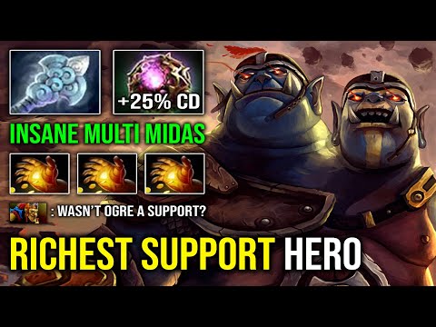 REASON Why Ogre Magi is the Richest Support Hero in DotA | Imba Multi Midas Passive Farm Dota 2