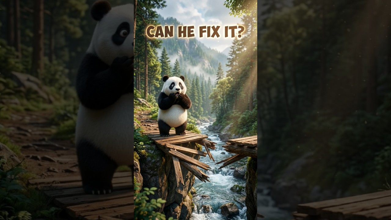 cute panda building bridge.#ai #cartoon #shortsfeed #shorts #viralshorts