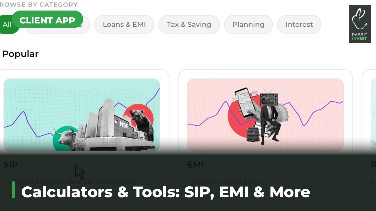 SIP, EMI and Planning Calculators on the Rabbit Invest App