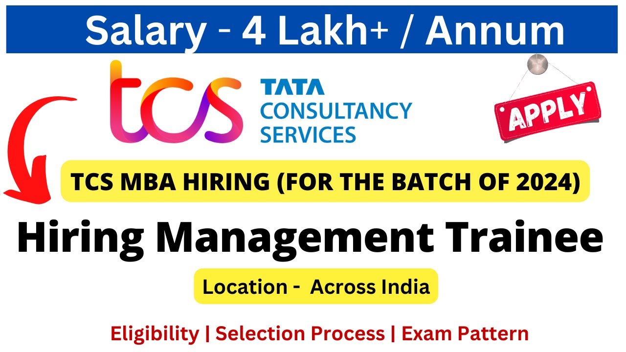 TCS Off Campus Drive for 2024 MBA Hiring | Management Trainee | Salary 4 LPA+ #freshersjobs #tcs