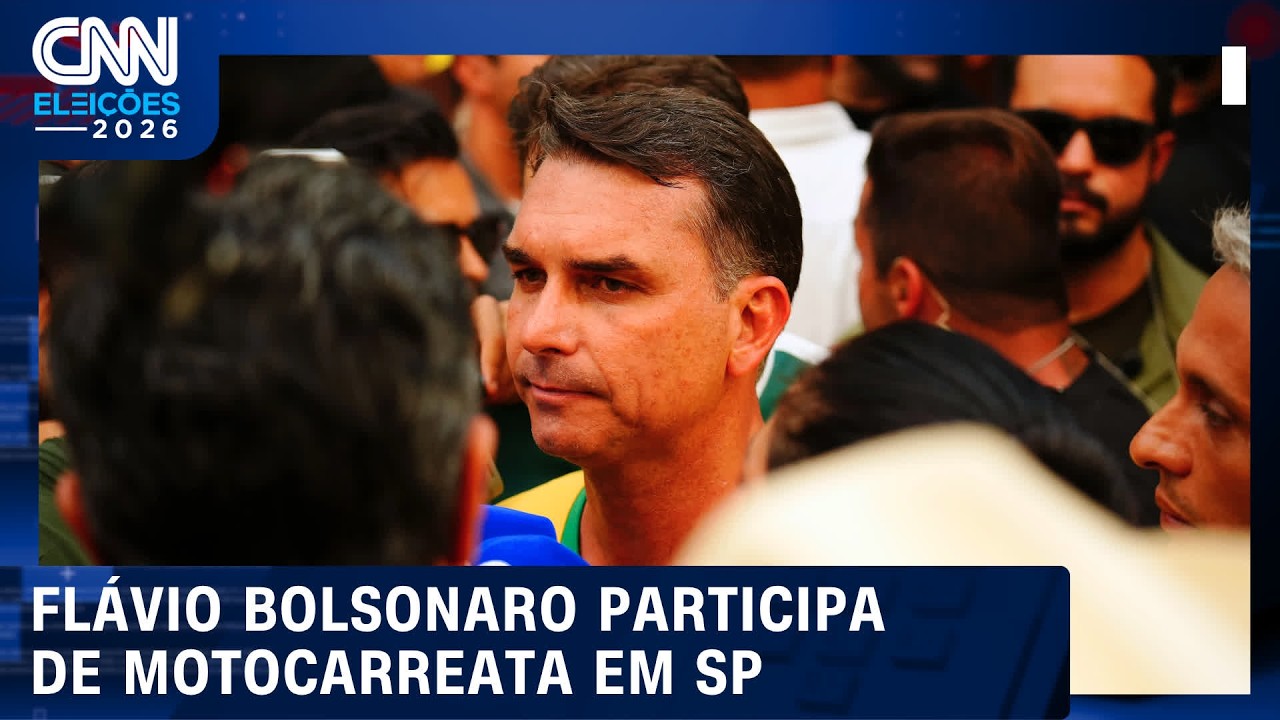 Confira a motociata de Flávio Bolsonaro na véspera do 1º turno das eleições | AGORA CNN