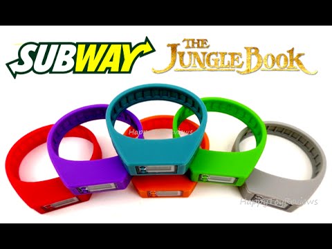 2016 SUBWAY DISNEY THE JUNGLE BOOK MOVIE KIDS MEAL TOYS SET 6 WATCHES RESTAURANT COLLECTION REVIEW Video