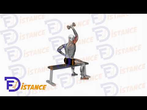 Exercice Extension unilatérale des triceps avec haltère en position assise au-dessus de la tête