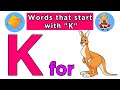 Words That Start With K Words That Start With Letter K For Toddlers Vocabulary For Kids